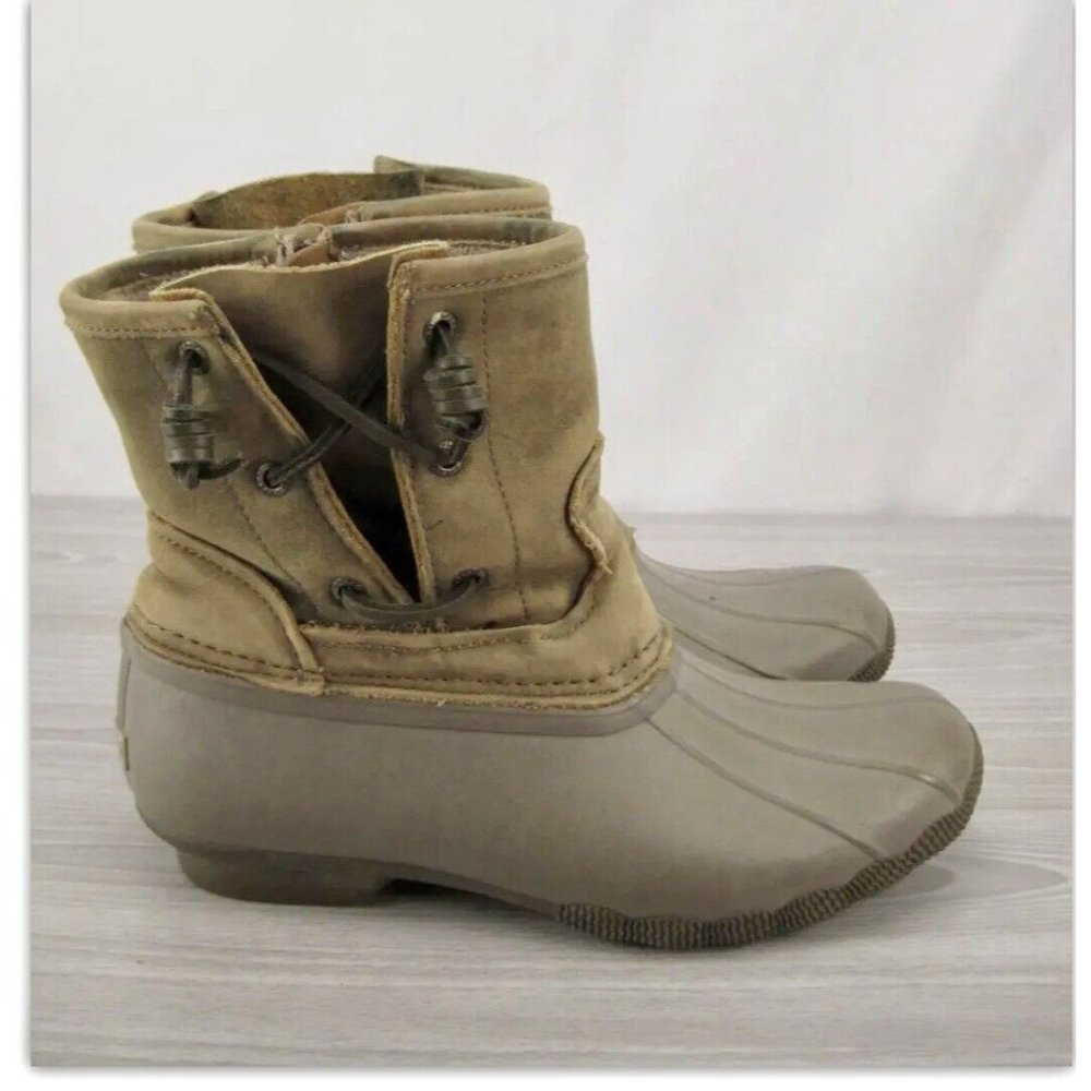 Sperry Womans Saltwater Duck Winter Boots Sz 8 Thinsulate Insulation Wool Gray